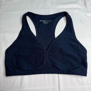 Beyond Yoga Spacedye Lift Your Spirits Sports Bra Women's Size L Navy Blue